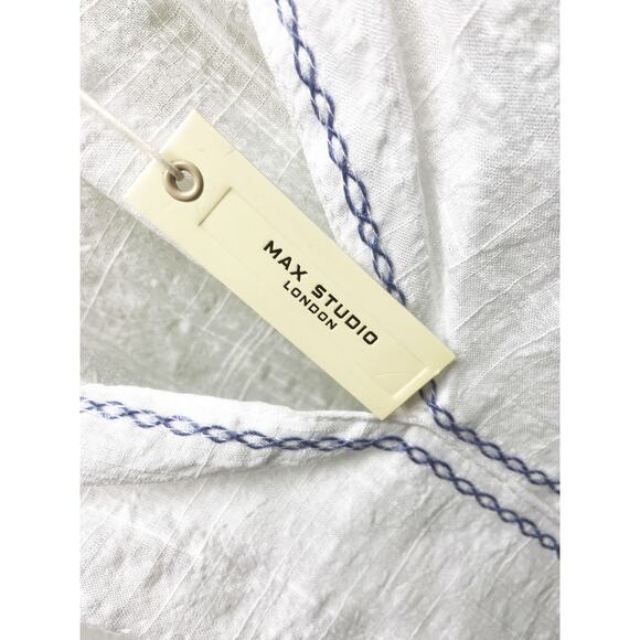 Max Studio White Floral Embroidered Balloon  Sleeve Blouse Size XL NWT $138 Boho - Picture 4 of 9